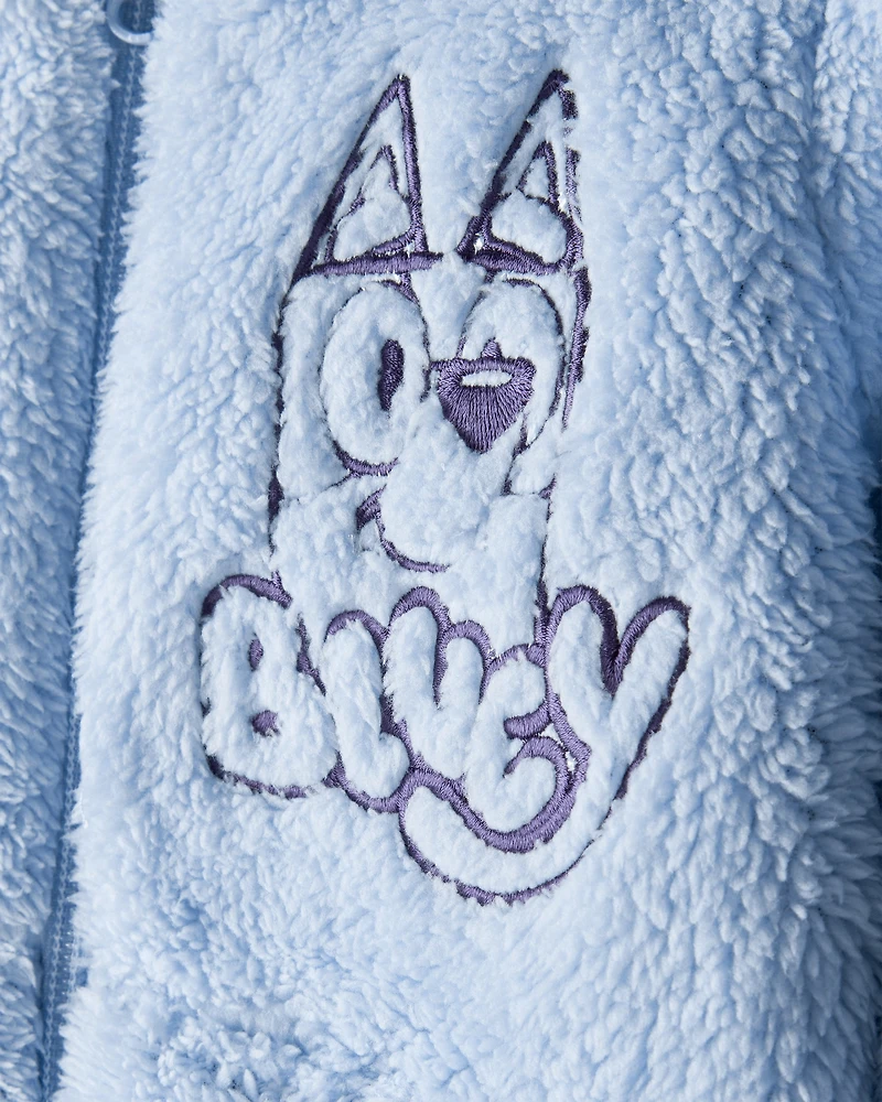 Toddler Boy Bluey™ Sherpa Hooded Zip-Up Jacket - Blue