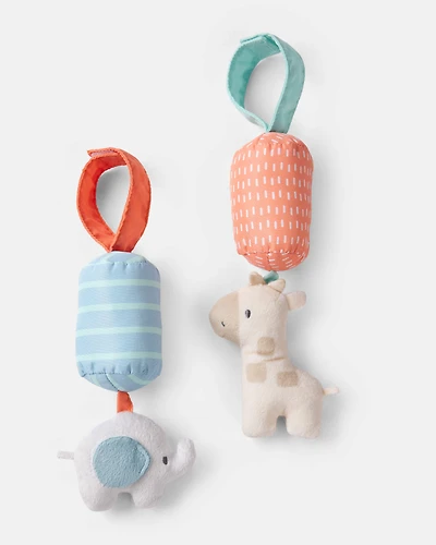 Baby Giraffe & Elephant Plush Chime Toy Set