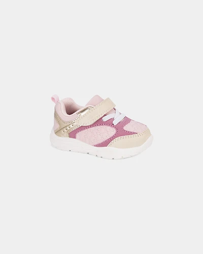 Baby Girl Every Step® First Walker Heart Colour  Block Sneakers - Pink/Gold