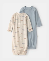 Baby Boy 2-Pack Whale Night Gowns - Blue