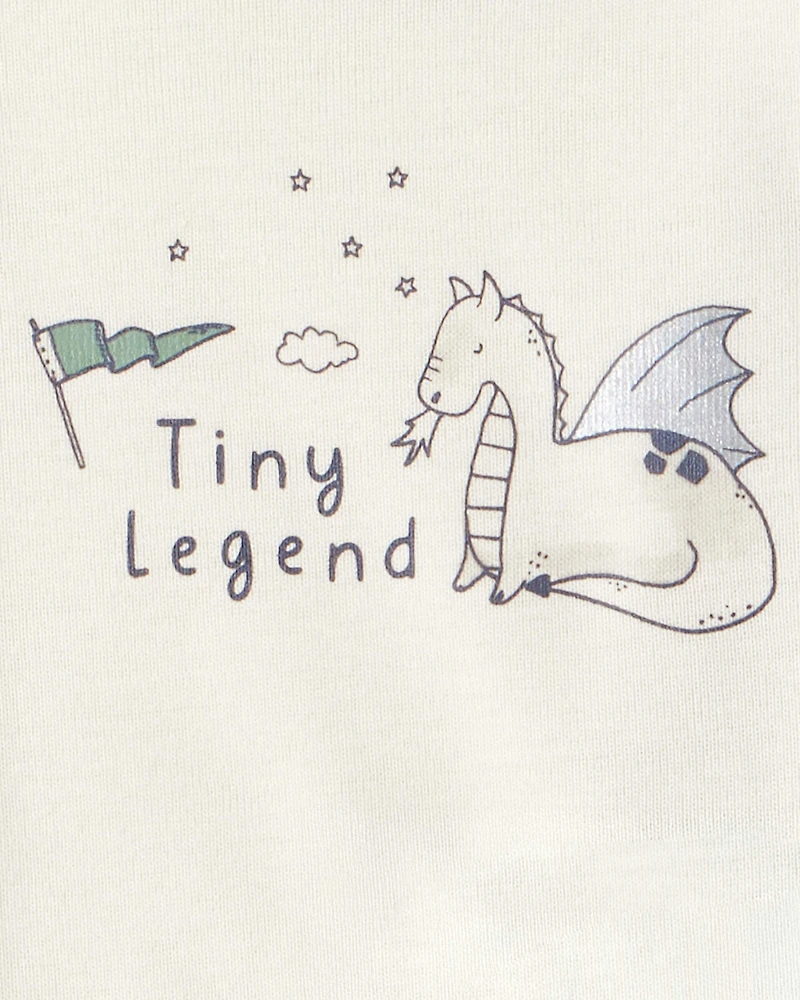 Baby Boy Dragon Print Cotton Long-Sleeve Bodysuit & Pant Set - Green/White