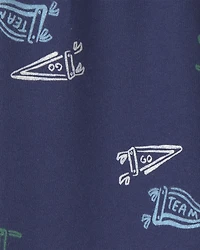 Baby Boy 2-Piece 'Mommy's Champ' Pennant French Terry Bodysuit & Pant Set - Blue/Ivory