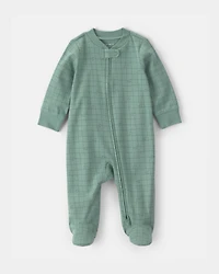 Baby Boy Dinosaur 100% Cotton 2-Way Zip Sleeper - Green