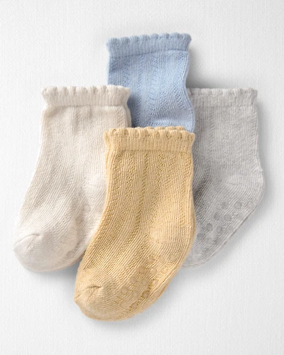 Baby Girl 4-Pack Slip Resistant Socks Made with Organic Cotton