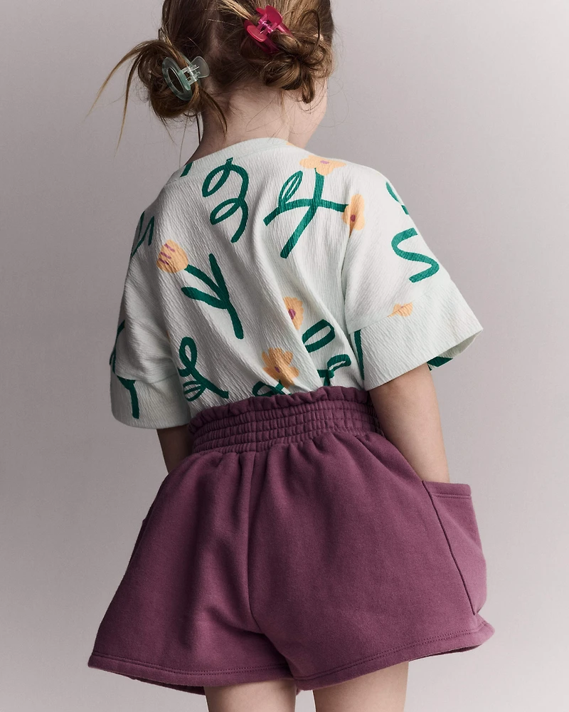 Toddler Girl High-Low Dolman Tee Floral Print - Light Green