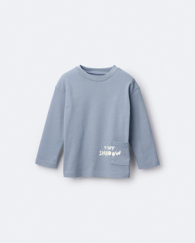Toddler Tiny Shadow Long-Sleeve Pocket Graphic Tee - Blue