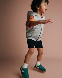 Toddler Boy French Terry Hooded Vest Pocket - Heather Grey