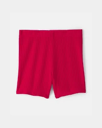 Baby Girl Rib Bike Shorts - Red