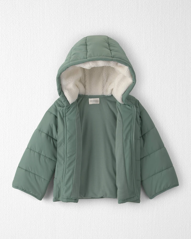 Toddler Recycled Teddy Fleece Hooded Puffer Jacket