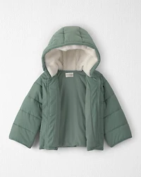 Toddler Recycled Teddy Fleece Hooded Puffer Jacket