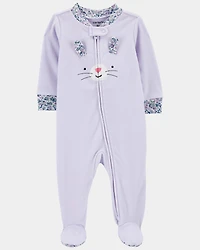 Baby Girl Bunny Loose Fit Long-Sleeve Sleeper - Purple