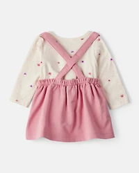 Baby Girl Valentine's Day 3-Piece Heart Long-Sleeve Top & Skirt Set - Pink
