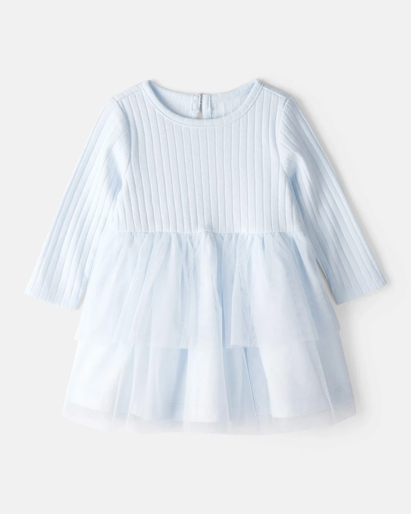 Baby Girl Tulle Long-Sleeve Dress - Blue