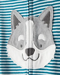 Toddler Boy Dog Striped 100% Cotton Snug Fit 1-Piece Pyjamas - Blue