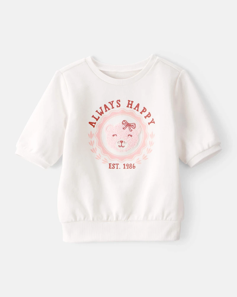 Toddler Girl Always Happy French Terry Short-Sleeve Top - Ivory