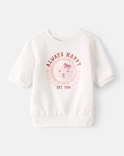 Toddler Girl Always Happy French Terry Short-Sleeve Top - Ivory
