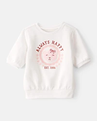 Toddler Girl Always Happy French Terry Short-Sleeve Top - Ivory