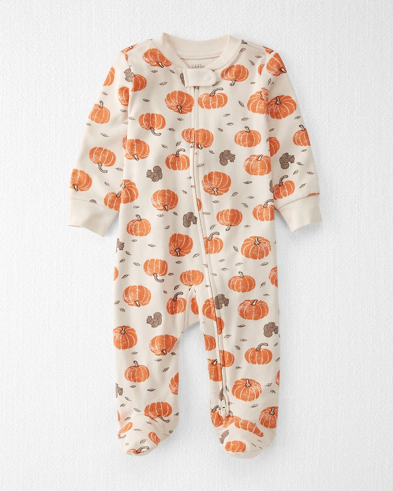 Baby Organic Cotton Sleep & Play Pyjamas Harvest Hollow Print