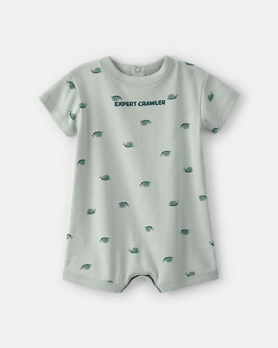 Baby Boy Snail Short-Sleeve Romper - Green