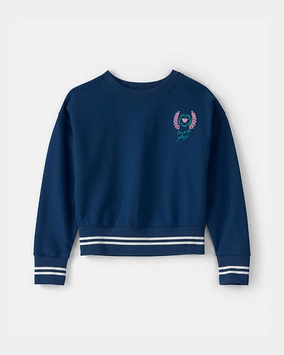 Girls French Terry Pullover Sweatshirt - Navy Blue