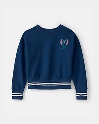 Girls French Terry Pullover Sweatshirt - Navy Blue