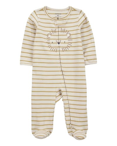 Baby Boy Lion Striped 2-Way Zipper Cotton Sleeper pyjamas