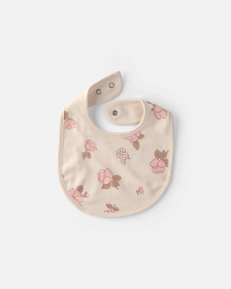 Baby Girl 3-Pack Floral Bibs - Pink/Ivory