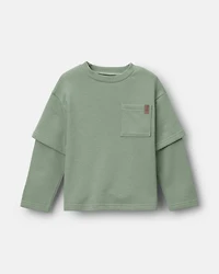 Toddler Long-Sleeve Layered Top - Olive