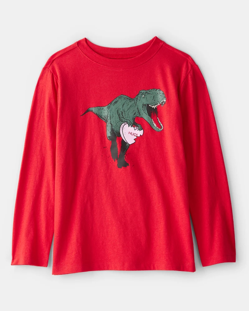 Boys Dinosaur Long-Sleeve Graphic Tee - Red