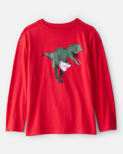 Boys Dinosaur Long-Sleeve Graphic Tee - Red