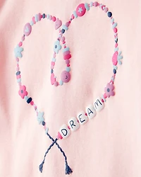 Girls Heart Print 100% Cotton Long-Sleeve Snug Fit 4-Piece Pyjamas - Navy/Pink