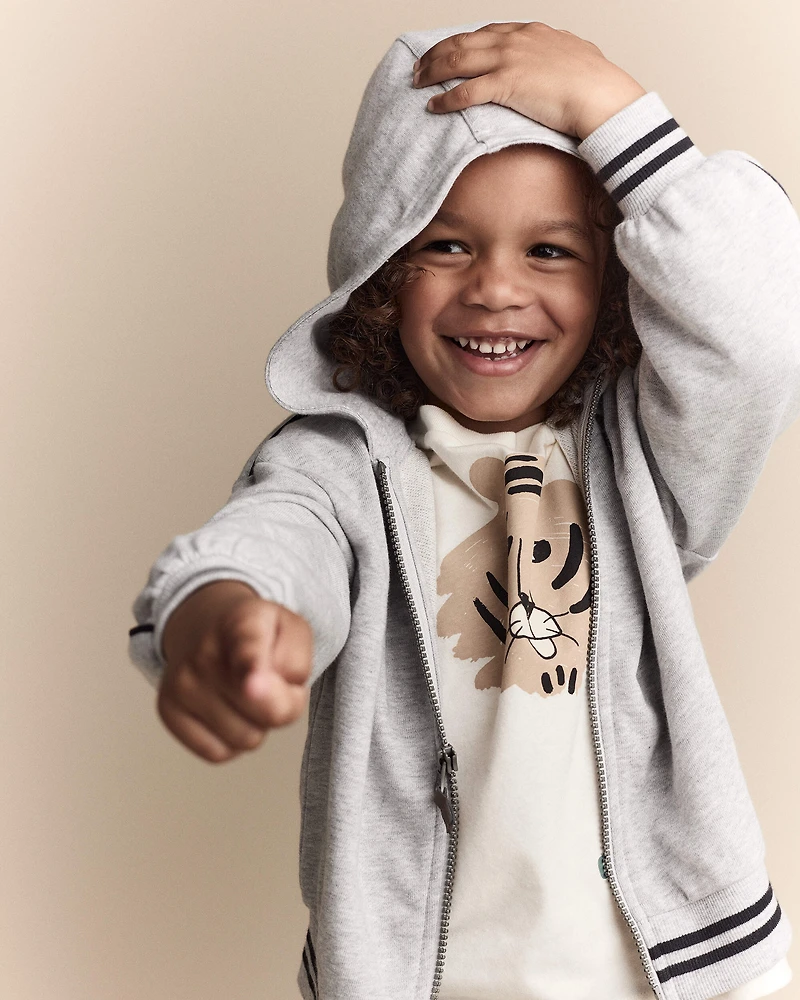 Toddler Boy Zip-Up Hoodie - Heather Grey