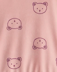 Baby Girl 2-Piece Bear Print Velour Sweatshirt & Jogger Set - Pink