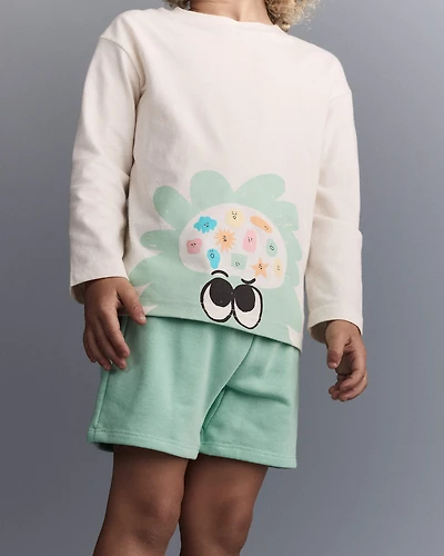 Toddler Mind Character Long-Sleeve Relaxed Graphic Tee - Cream