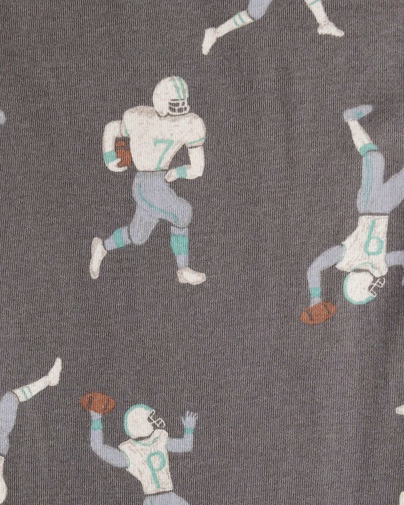 Boys Football Print 100% Cotton Long-Sleeve 4-Piece Pyjamas - White/Blue