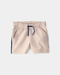 Baby Boy Striped French Terry Shorts - Khaki/Blue