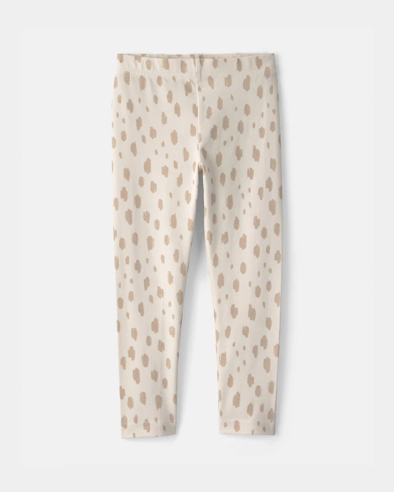 Toddler Girl Dots Pull-On Stretch Leggings - Cream