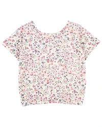 Kid Paisley Floral Print Twist Back Top