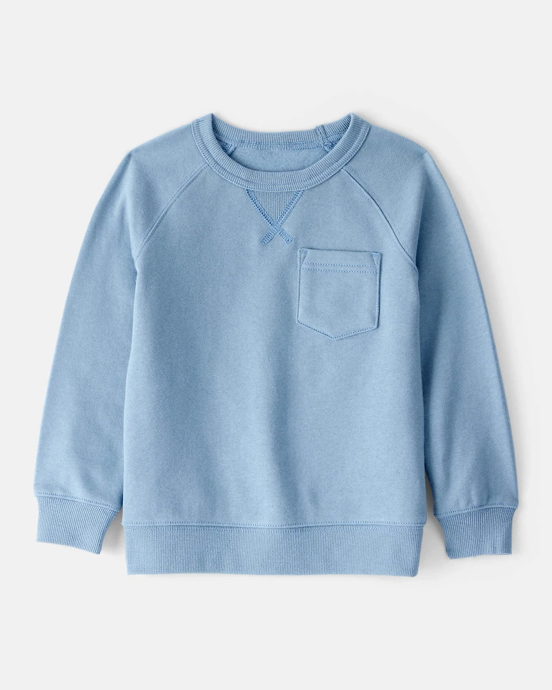 Toddler Boy Solid Fleece Long-Sleeve Sweatshirt - Blue