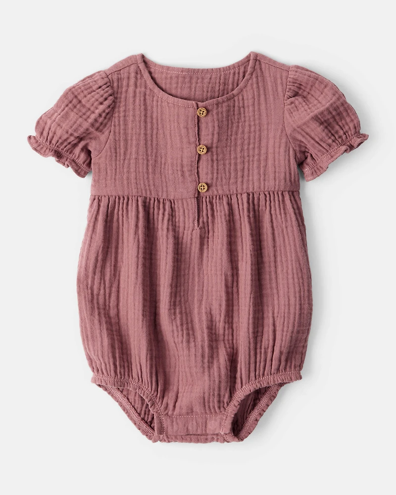 Baby Girl 3-Piece Acorn Print Short-Sleeve Dress Set - Pink