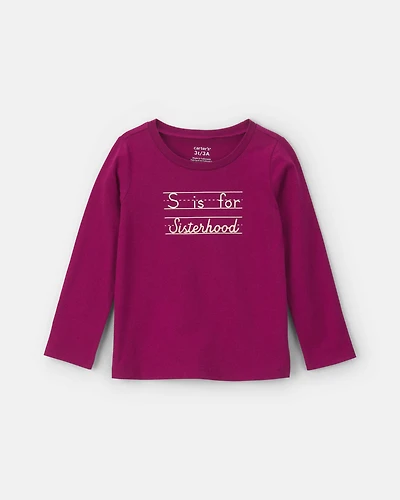 Toddler Girl "Sisterhood" Long-Sleeve Graphic Tee - Red