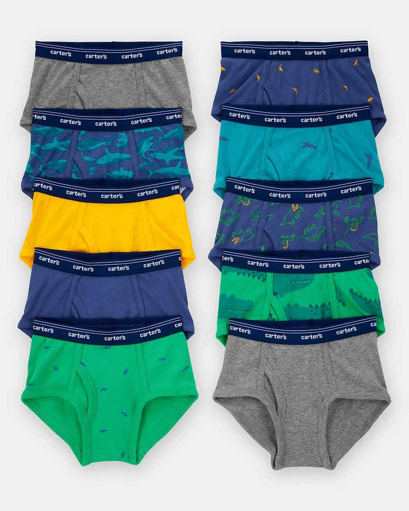 Toddler Boy 10-Pack Dinosaur Print Brief Underwear