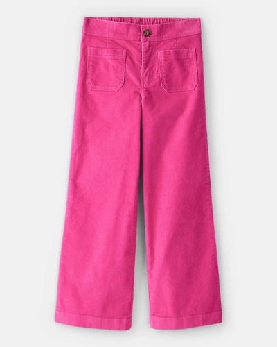 Girls Corduroy Wide-Leg Pants - Pink