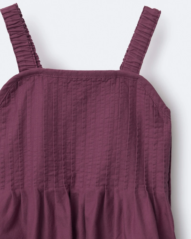 Toddler Girl Pleated Overalls - Mauve