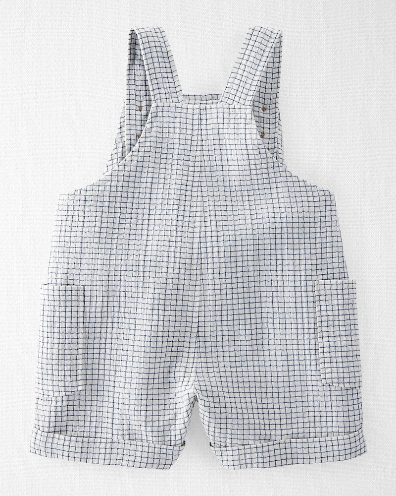 Baby Girl Organic Cotton Checkered-Print Shortalls