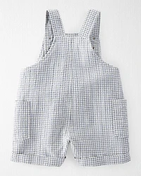 Baby Girl Organic Cotton Checkered-Print Shortalls