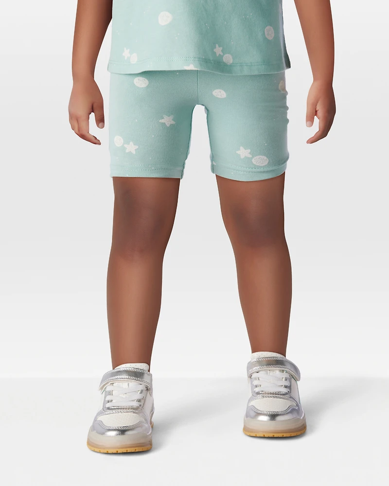 Toddler Girl Sea Print Bike Shorts