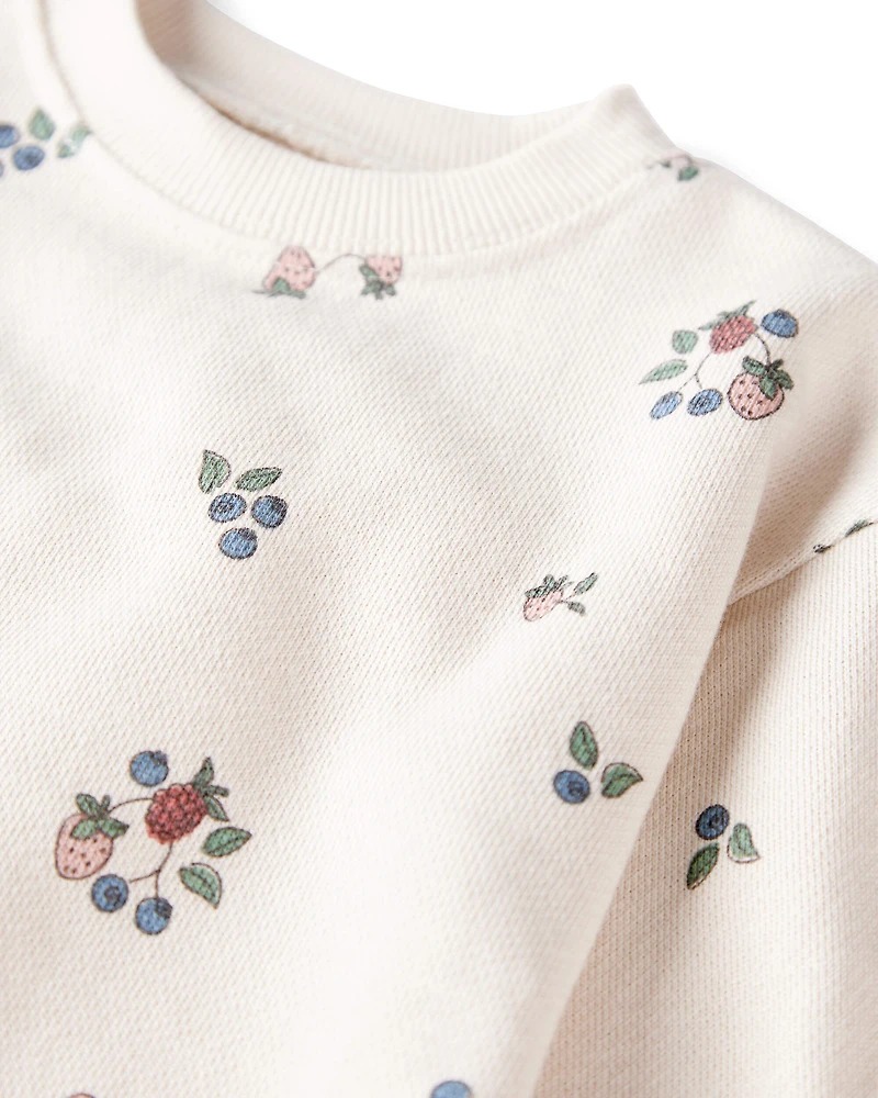 Baby Girl Organic Cotton French Terry Sweatshirt Berry Blossom Print