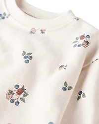 Baby Girl Organic Cotton French Terry Sweatshirt Berry Blossom Print