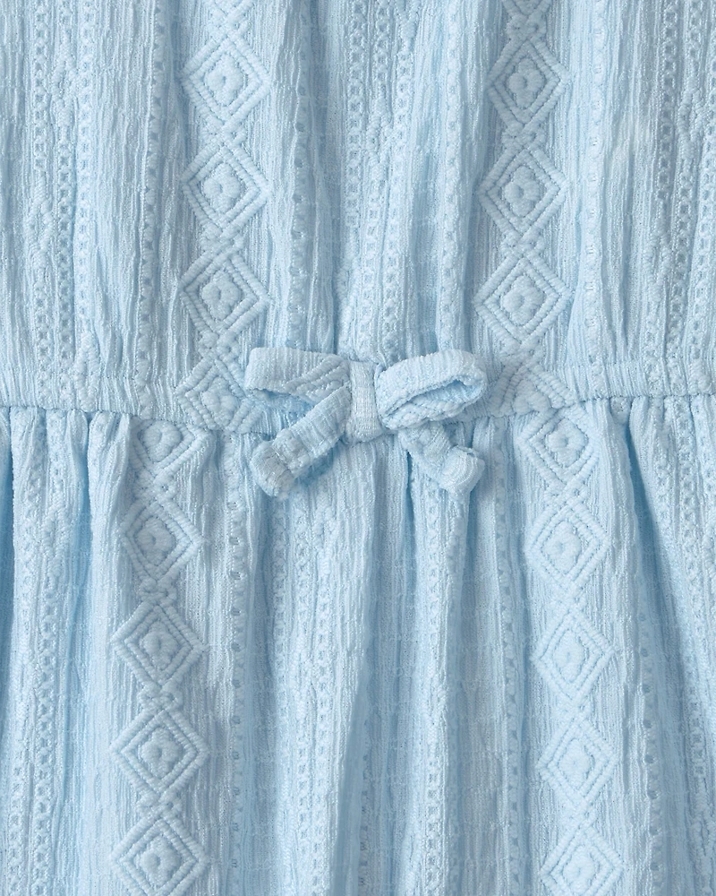 Toddler Girl Textured Romper - Light Blue